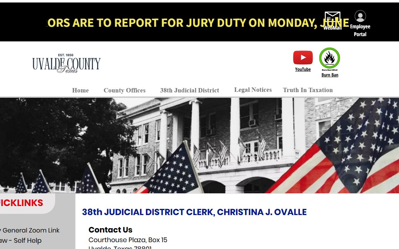 Uvalde County District Clerk court records page