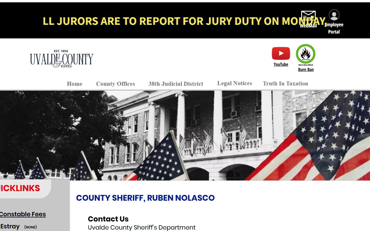Uvalde County inmate records sheriff contact page